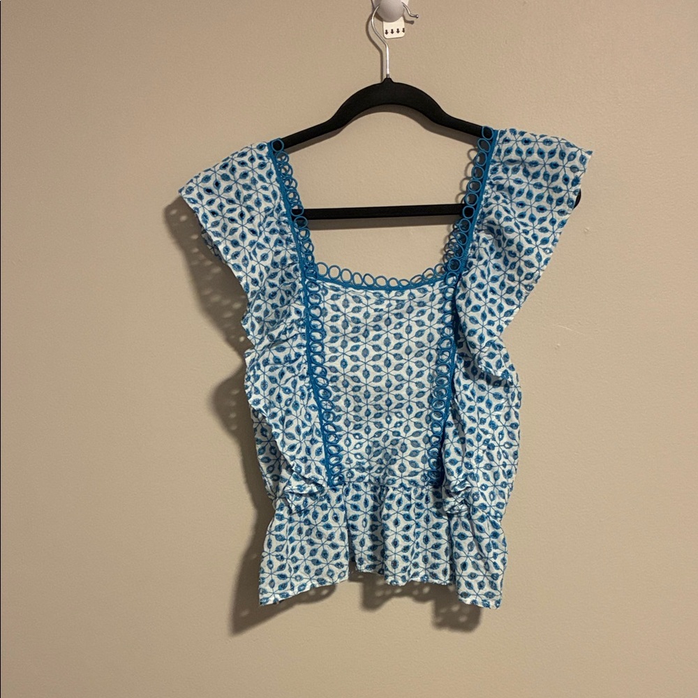 Sugarlips Blue Geometric Blouse